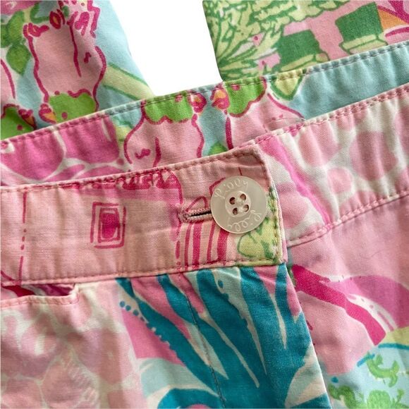 LILLY‎ PULITZER WHITE LABEL VINTAGE CAPRIS PANTS, HYACINTH TROPICAL PRINT SZ 6 - Picture 4 of 10